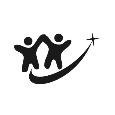 Taahhüt Teamwork Birlikte İş Siyah Logo İllüstrasyon Ve