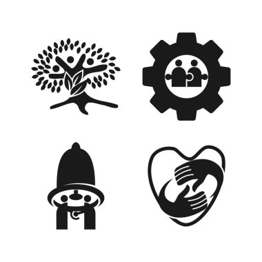 Taahhüt Teamwork Birlikte İş Siyah Logo İllüstrasyon Ve