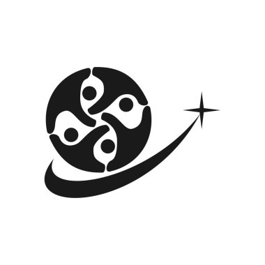 Taahhüt Teamwork Birlikte İş Siyah Logo İllüstrasyon Ve