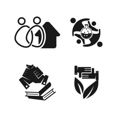 ev laboratuvar kitap yaprak Taahhüt Teamwork Birlikte Siyah  