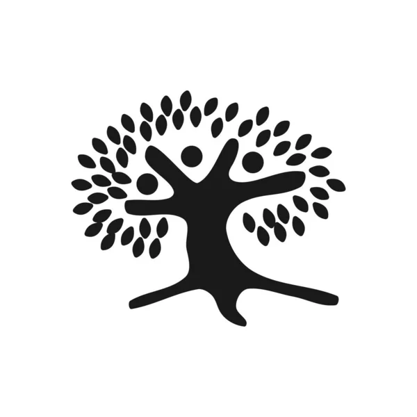 Tree People Engagement Travail d'équipe Ensemble Logo Noir — Image vectorielle