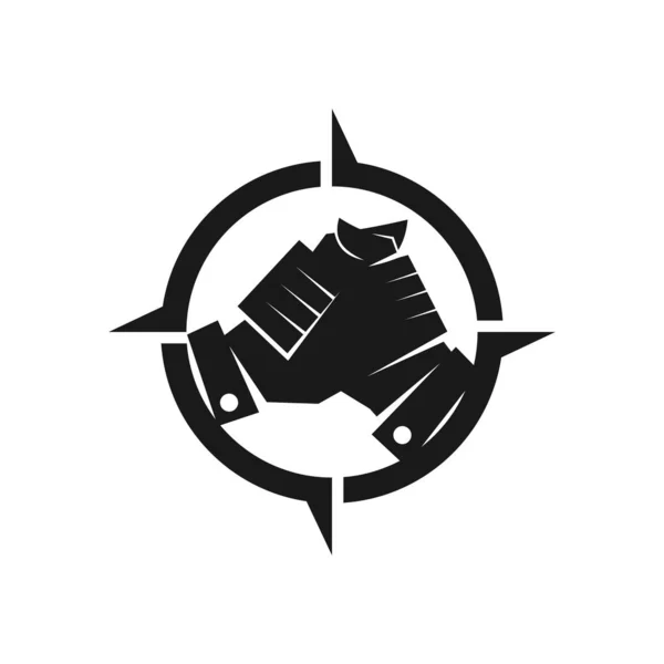 Avontuur betrokkenheid teamwork samen zwart logo — Stockvector