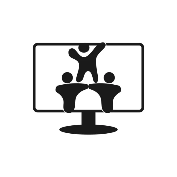 Compromiso del Monitor de Computadora Trabajo en Equipo Juntos Logo Negro — Archivo Imágenes Vectoriales