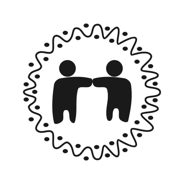 Deux personnes Engagement Travail d'équipe Ensemble Logo Noir — Image vectorielle