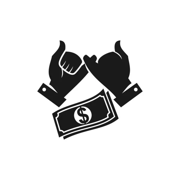 Pieniądze ręka zobowiązanie praca zespołowa razem czarny logo — Wektor stockowy