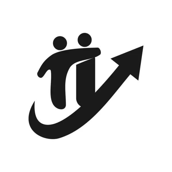 Стрелка друга Обязательства Командная работа вместе черный логотип — стоковый вектор