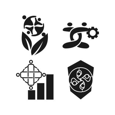 Gear Leaf İş Taahhüt Takım Çalışması Birlikte Siyah Logo