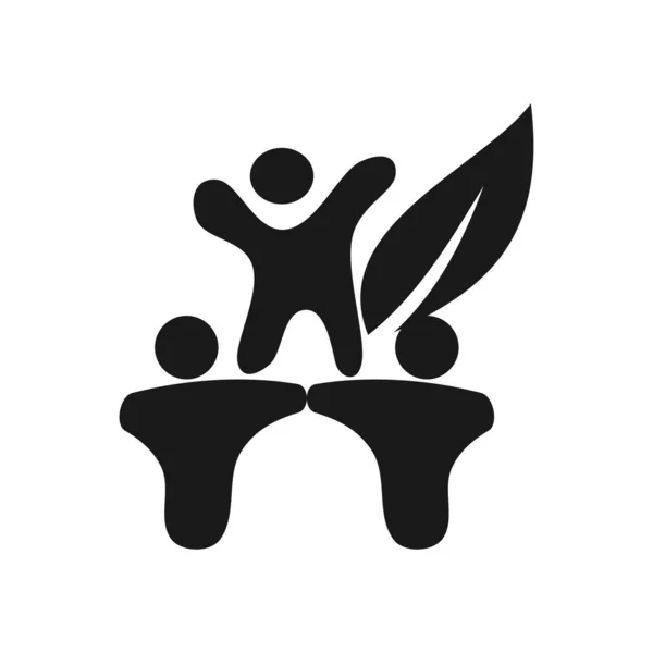 Agricultura de hojas Compromiso Trabajo en equipo Together Black Logo — Archivo Imágenes Vectoriales
