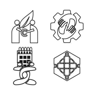 yaprak dişli takvim Taahhüt Teamwork Birlikte Anahat Logo 