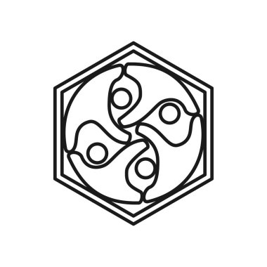 altıgen Bağlılık Teamwork Birlikte Anahat Logo 