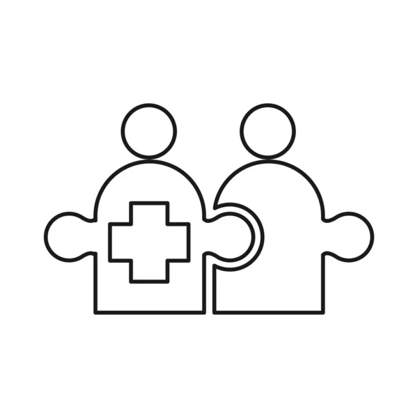 Impegno cross puzzle Lavoro di squadra insieme Outline Logo — Vettoriale Stock