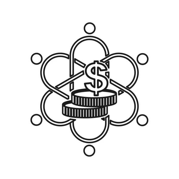 Money stack finance Impegno Lavoro di squadra Insieme Outline Logo — Vettoriale Stock
