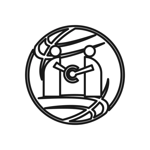 Compromiso mundial Trabajo en equipo Juntos Esquema Logo — Archivo Imágenes Vectoriales