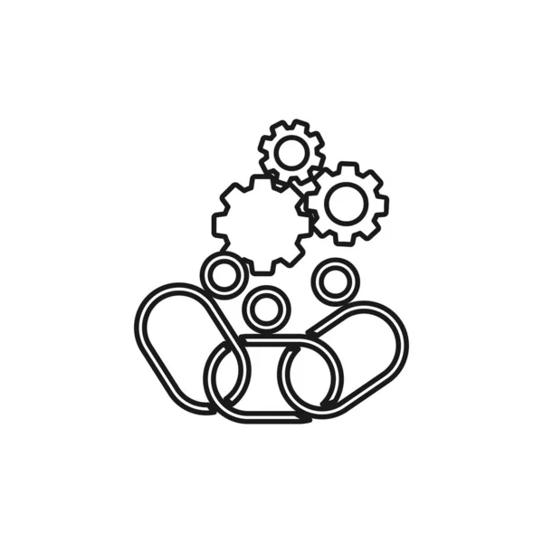 Engranajes Conexión Compromiso Trabajo en equipo Juntos Esquema Logo — Vector de stock