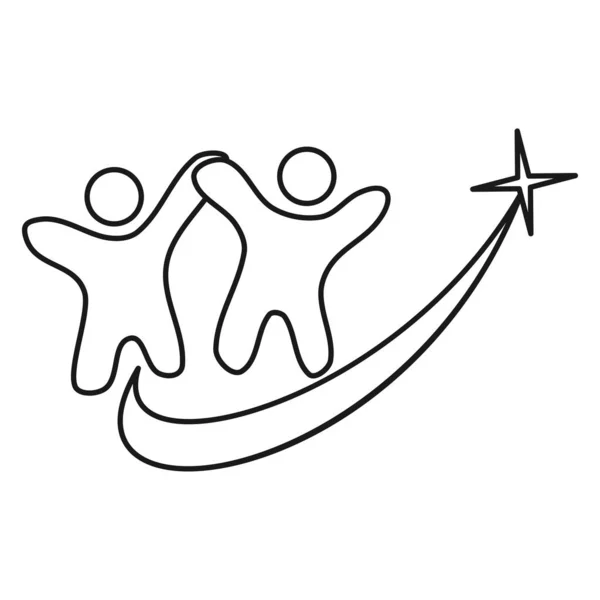 Star swash impegno lavoro di squadra insieme Outline logo — Vettoriale Stock