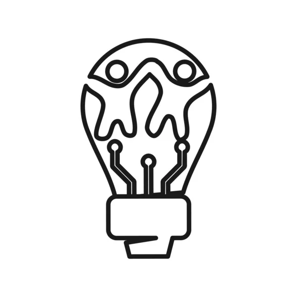 Idea bulb Commitment Teamwork Together Outline Logo — Stock Vector