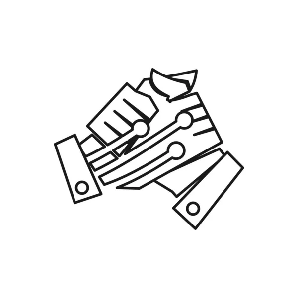 Tecnologia Handshake Compromisso Trabalho em equipe juntos Esboço Logo —  Vetores de Stock