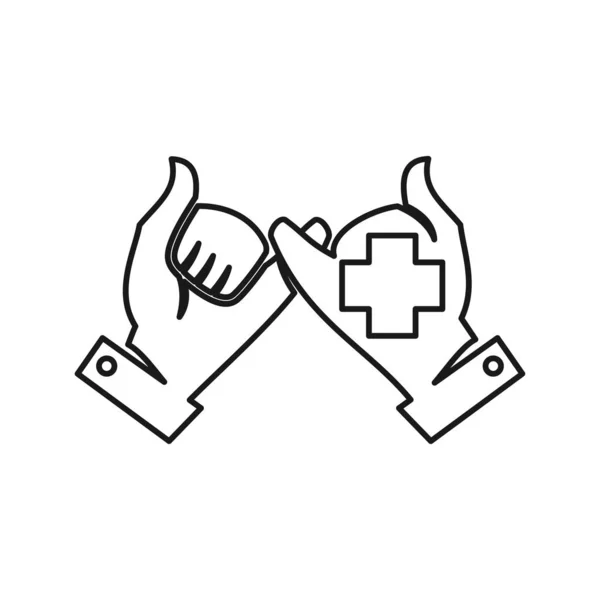 Impegno cross health Lavoro di squadra insieme Outline Logo — Vettoriale Stock