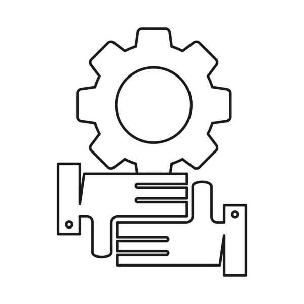 Gear Machine hand engagemang teamwork tillsammans Outline logo typ — Stock vektor