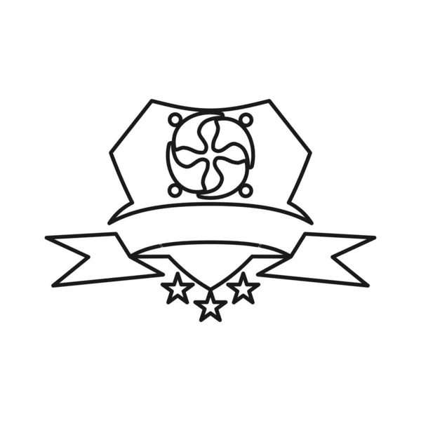 Escudo cinta estrella Compromiso Trabajo en equipo Juntos Esquema Logo — Vector de stock