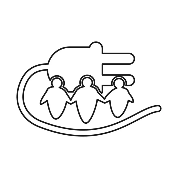 Plug elektrische betrokkenheid teamwork samenwerken outline logo — Stockvector