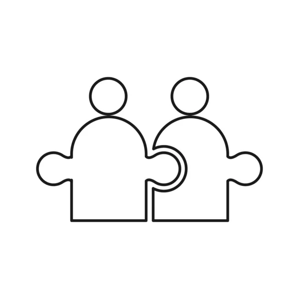 Jigsaw emberek elkötelezettség csapatmunka együtt vázlat logo — Stock Vector