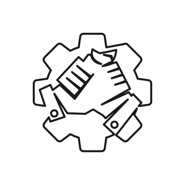 Industri redskap handskakning engagemang teamwork tillsammans Outline log — Stock vektor