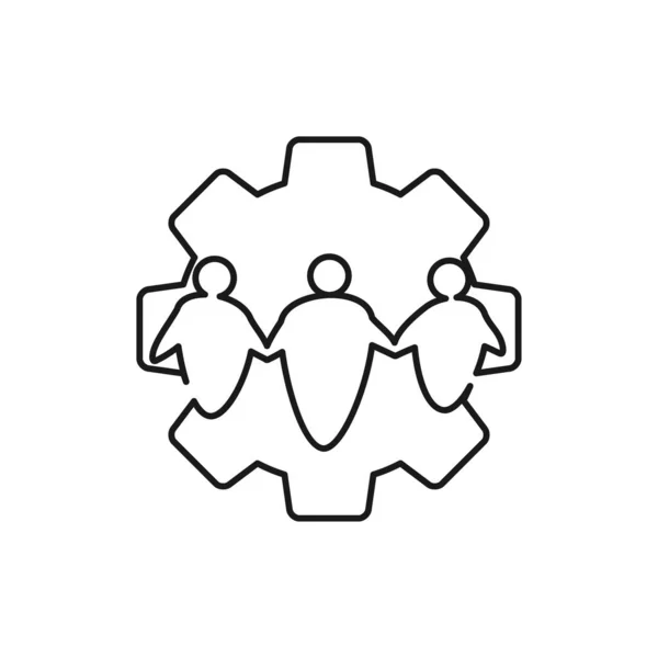 Lidé řadící stroje závazek Týmovost společné logo — Stockový vektor