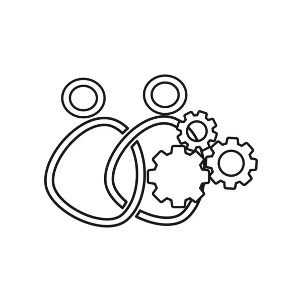 Gear Machine människor engagemang teamwork tillsammans Outline logo typ — Stock vektor