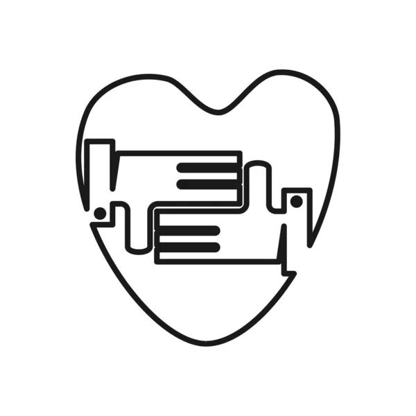 Amor coração mão Compromisso Trabalho em equipe Juntos Esboço Logo —  Vetores de Stock