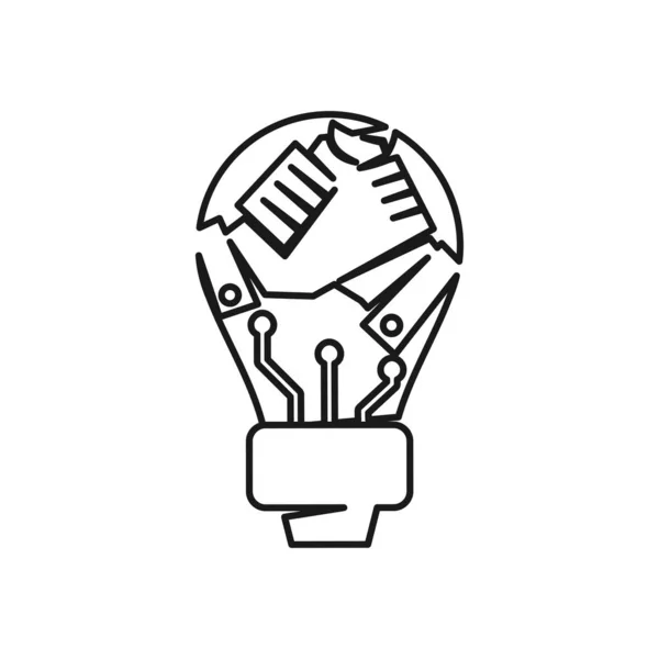 Ampoule main engagement travail d'équipe ensemble esquisse le logo — Image vectorielle