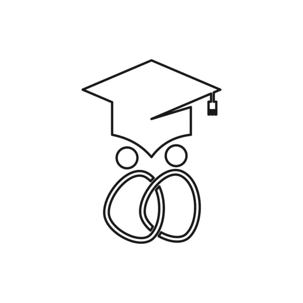 Cappello laureati Impegno Lavoro di squadra Insieme Outline Logo — Vettoriale Stock