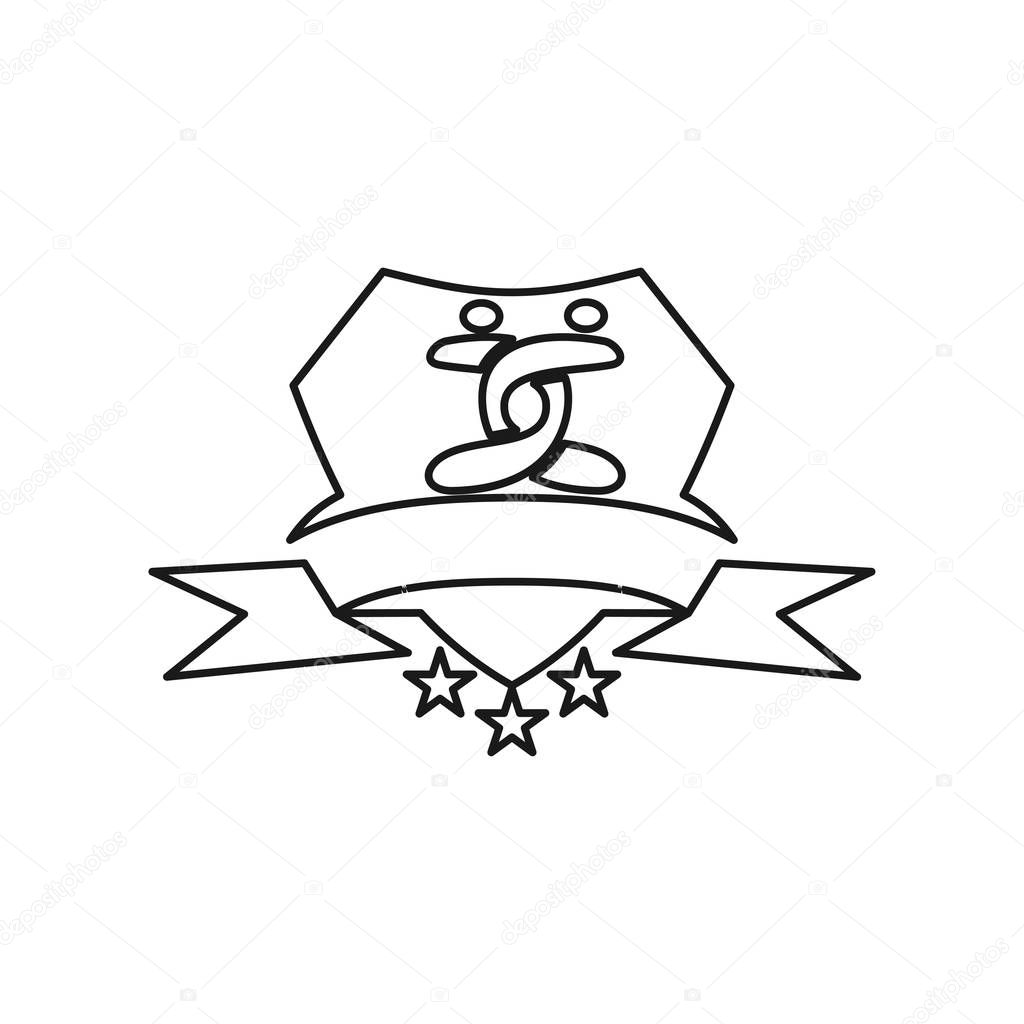 Shield ribbon secure Commitment Teamwork Together Outline Logo