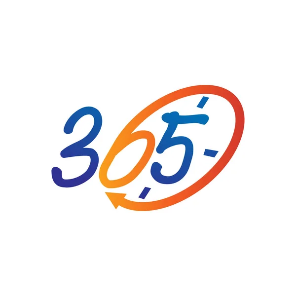 Tempo emblema 365 infinito logotipo ícone design ilustração vetor — Vetor de Stock