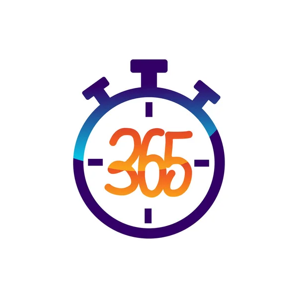 Cronômetro 365 infinito logotipo ícone design ilustração vetor — Vetor de Stock