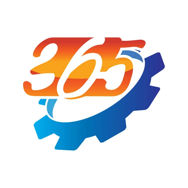 Máquina de engrenagem vetor de ilustração de design de ícone de logotipo de infinito 365 —  Vetores de Stock