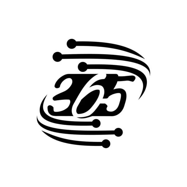 Monitor 365 infinito logotipo ícone design ilustração preto — Vetor de Stock