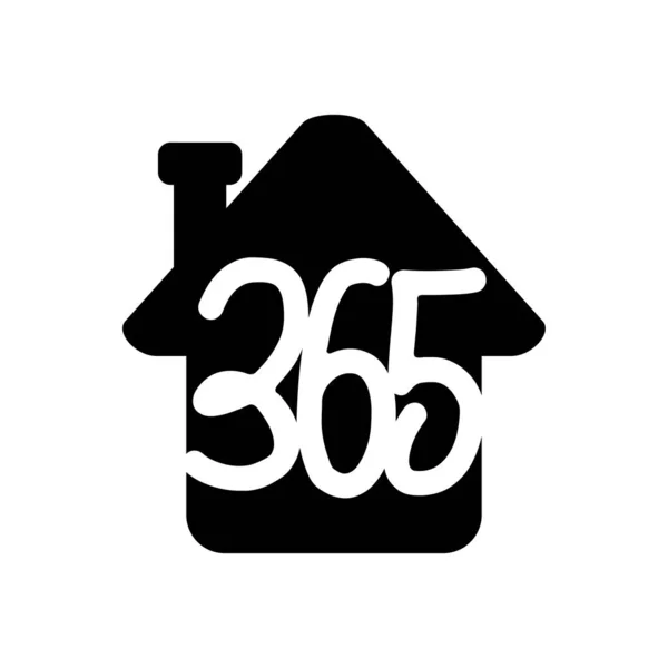 Rumah 365 logo infinity desain ikon ilustrasi hitam - Stok Vektor