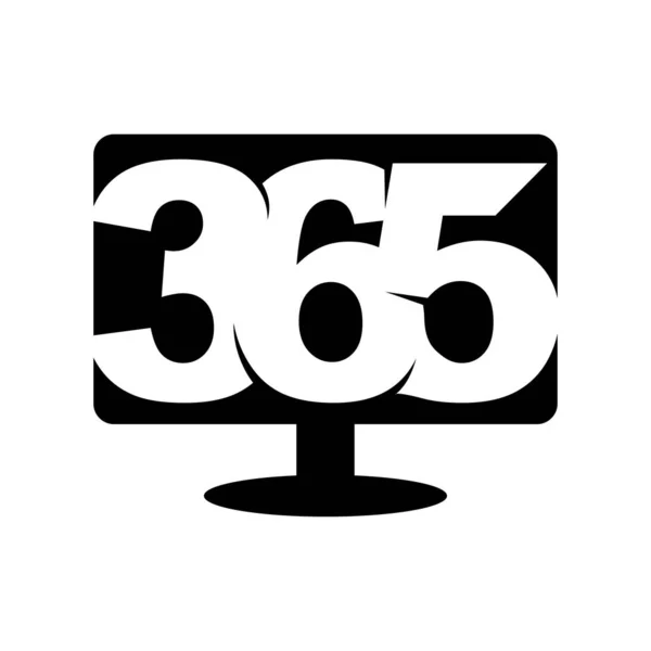 Monitor 365 infinito logotipo ícone design ilustração preto —  Vetores de Stock