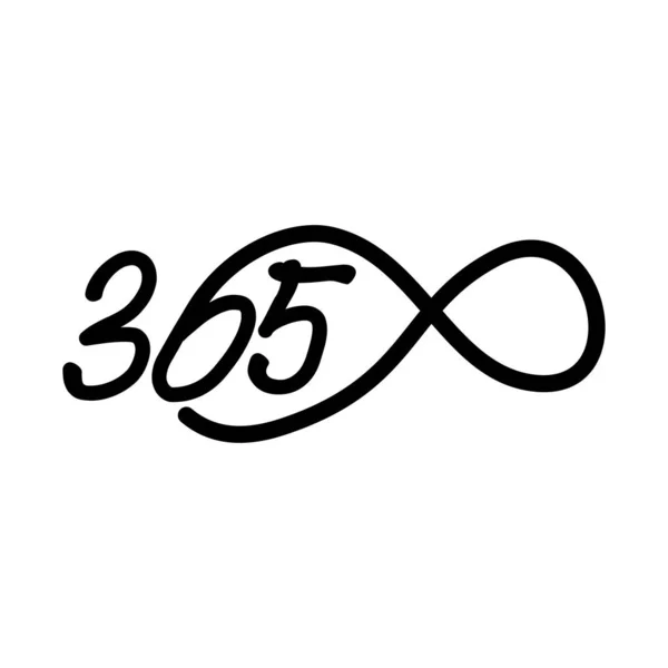 영원한 365 인피니티 로고 아이콘 디자인 일러스트 블랙 — 스톡 벡터