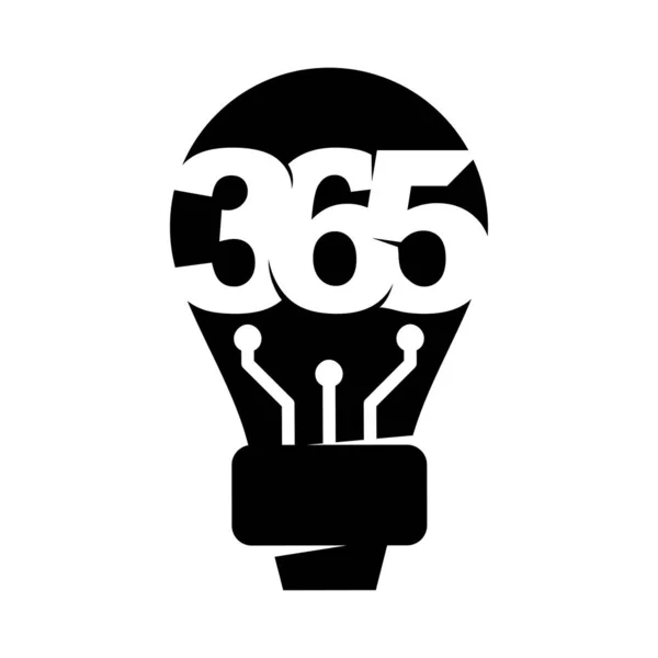 Glödlampa idé 365 oändlighet logotyp ikon design illustration svart — Stock vektor