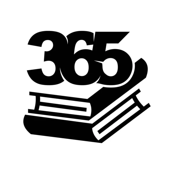 Livro pilha 365 infinito logotipo ícone design ilustração preto —  Vetores de Stock