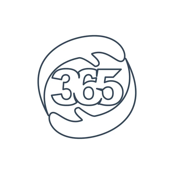 Hand vård 365 oändlighet logotyp ikon design illustration kontur — Stock vektor
