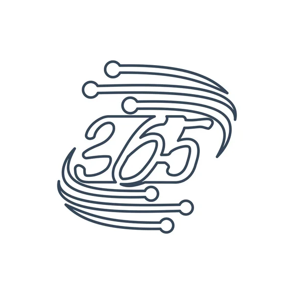 Teknik 365 Infinity logotyp ikon design illustration kontur — Stock vektor