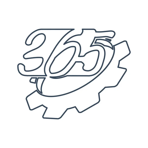 Máquina de engrenagem 365 desenho do ícone do logotipo infinito ilustração esboço — Vetor de Stock