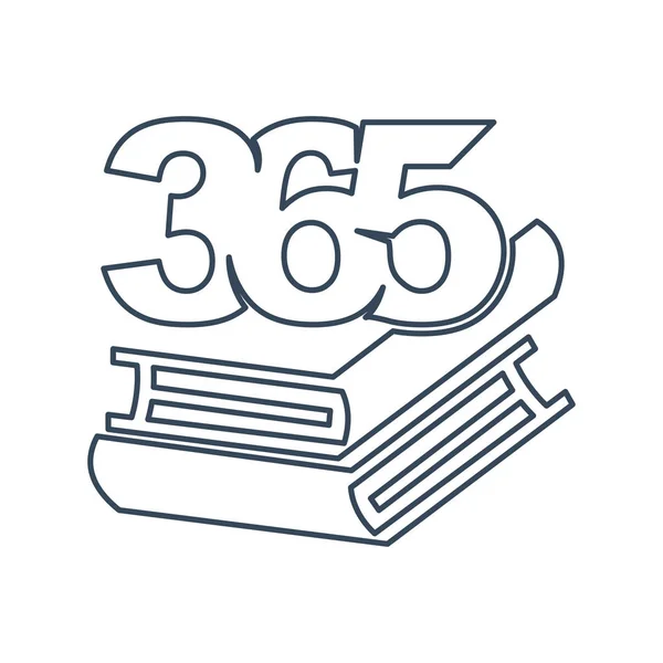 Livro pilha 365 infinito logotipo ícone design ilustração esboço — Vetor de Stock