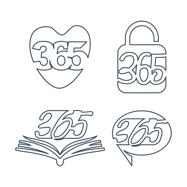 Liefde Lock boek contact 365 Infinity logo pictogram omtrek illustrati — Stockvector