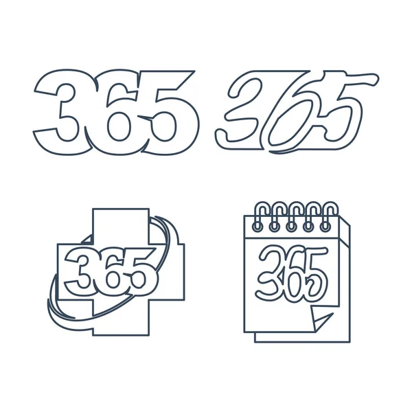 Health calendar 365 infinity logo icon outline illustration — Stock Vector