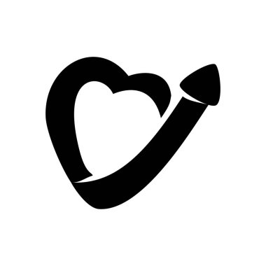 Aşk Ok Yukarı Yön Vektör Siyah Renk İzole