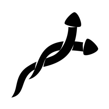 İki Ok Kılavuzu Yön Vektör Siyah Renk İzole